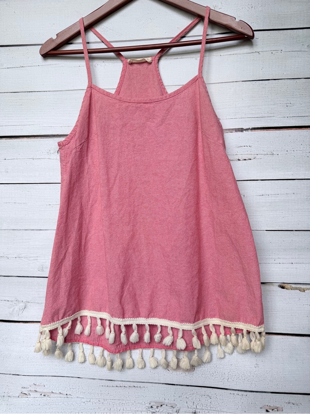 twenty second Pink Tassel Hem Sleeveless Tank